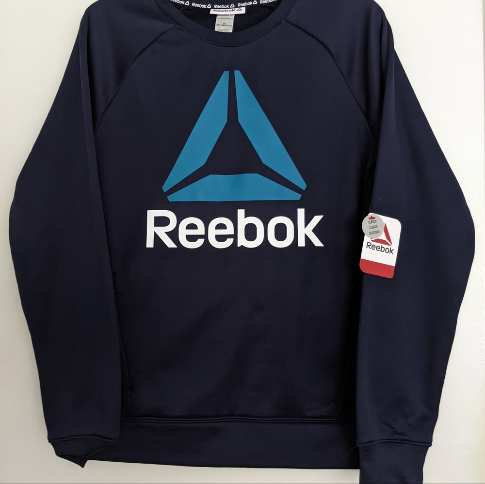 New Reebok Boys Blue Fleece Lined Sweatshirt w/ Full Zip Pocket 18 XXL